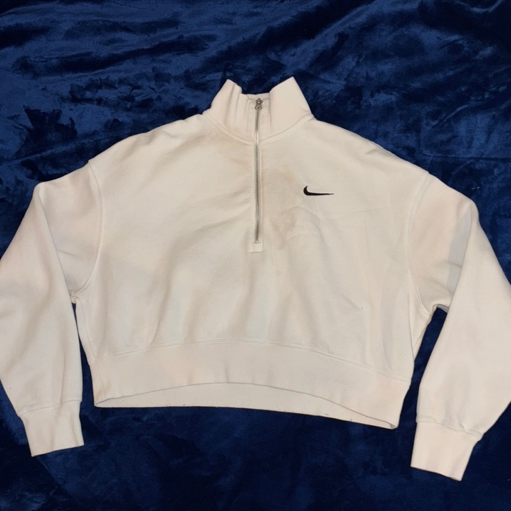 Nike Cream Cropped Polo Sweatshirt